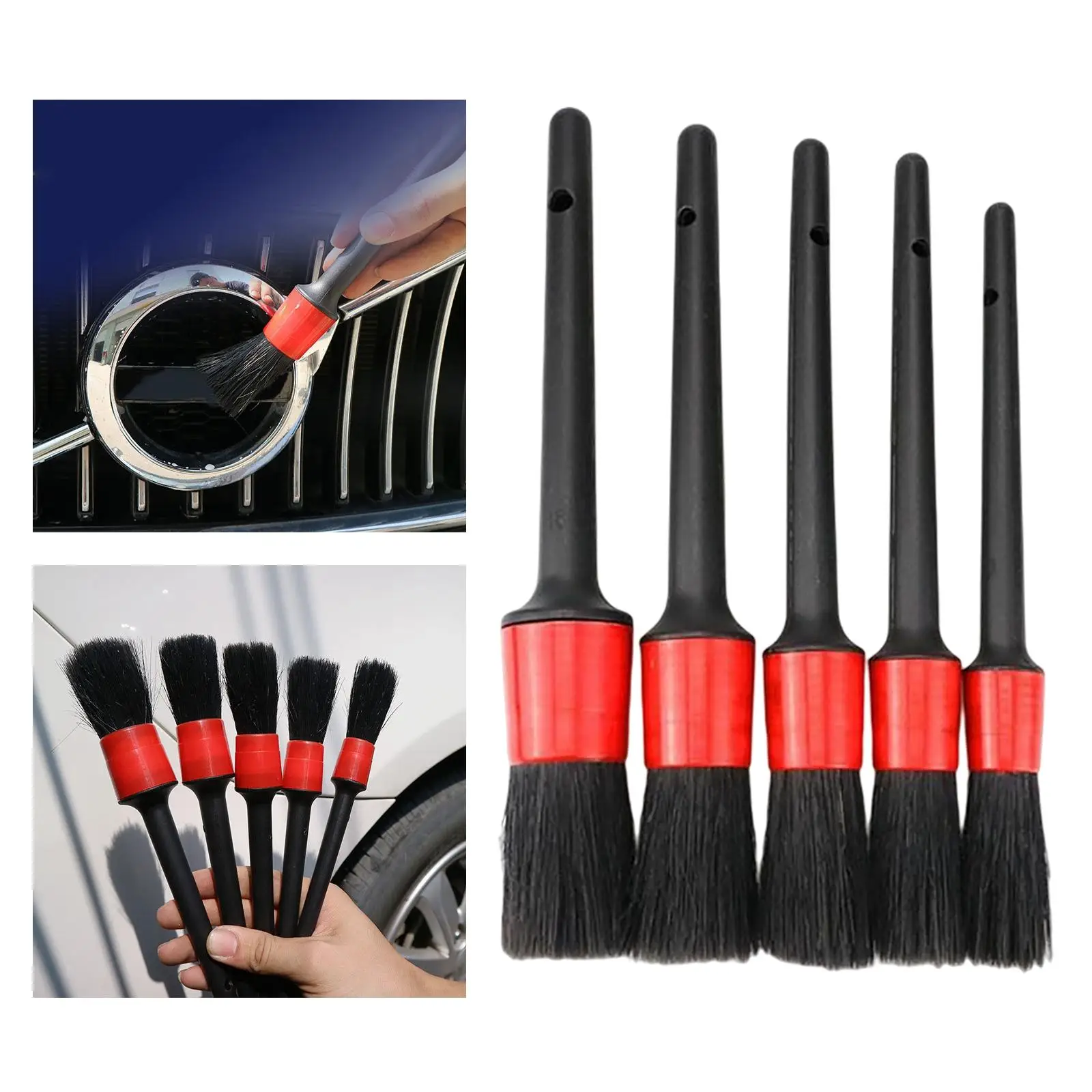 

Set of 5 Detailing Brush Set Tools Cleaner Vehicle Parts PP Handle Fit for Car Cleaning Wheel Brush Rims Bicycles Undercarriage