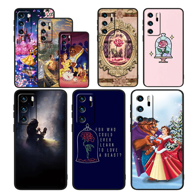 

Beauty and the Beast For Huawei P50 P40 P30 P20 P10 P8 Pro Lite E 2017 5G Black Silicone Soft Luxury Phone Case Capa