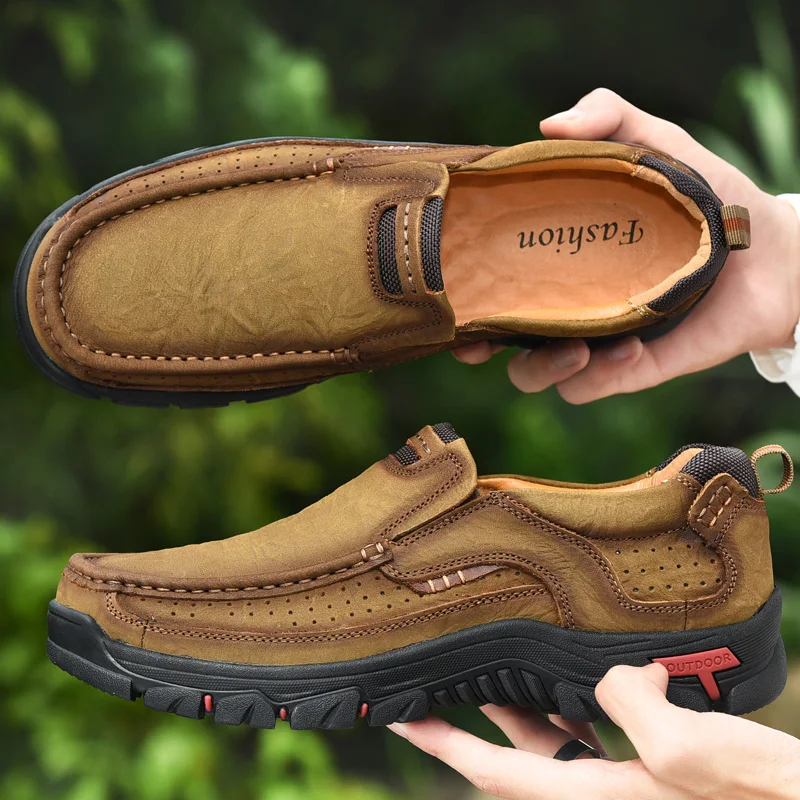 

Men Leather Casual Shoes Comfortable Men Shoes 2022 High Quality Genuine Leather Outdoor Walking Casual Loafers Male Sneakers