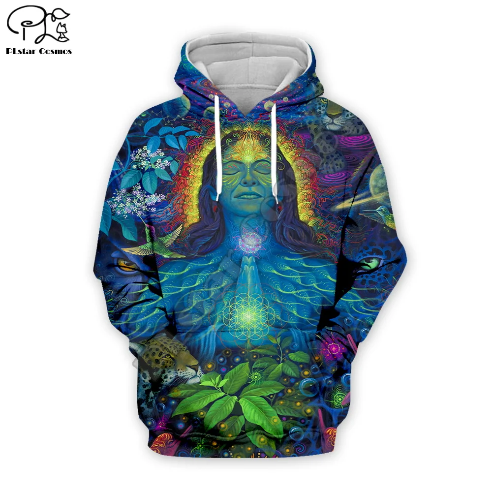 

Новинка 2022 г., модная уличная одежда для мужчин и женщин в стиле Триппи с рисунком Будды, мандалы, психоделического Харадзюку, пуловер с прин...