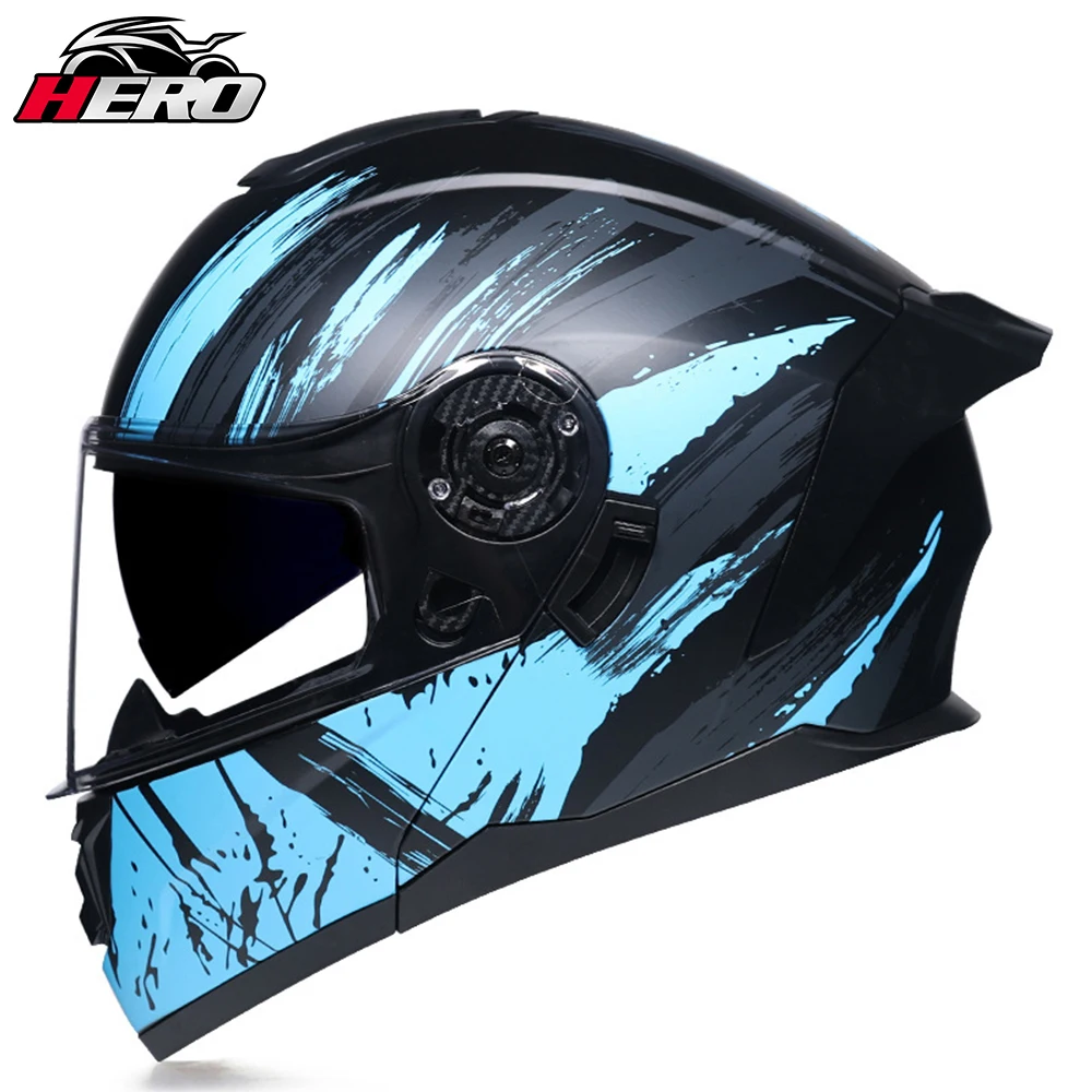 Men Motorcycle Cross Racing Motorcycle Helmet Safety Modular Flip Moto Helmet Racing Full-face Flip-flop Helmet Internal Visor