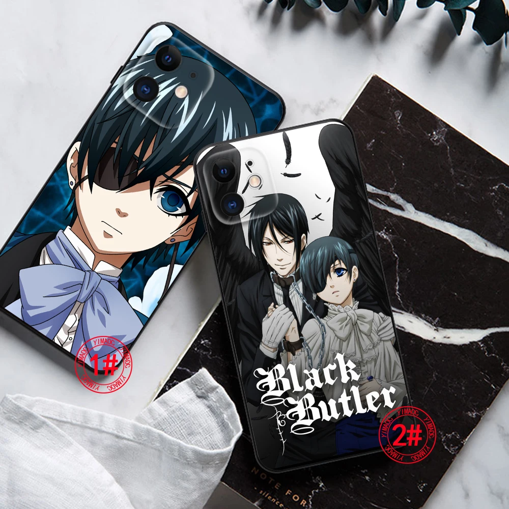 Черный Батлер Kuroshitsuji Мягкий силиконовый чехол для iPhone 15 14 Plus 13 12 11 X XS XR Pro Max Mini 8 7