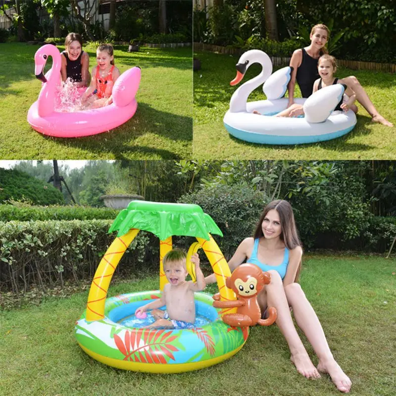 

Summer Inflatable Swan Swimming Pool Outdoor Backyard Inflated Bathtub Kids Adults Toddlers Garden Portable Bathing Tub