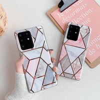electroplating splicing marble mobile phone case is suitable for samsung note10 a71 a52 a51 m21 s20 s9 all inclusive soft cover