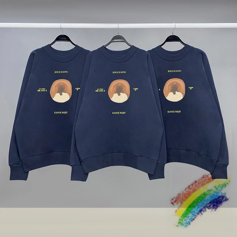 

New Jesus Is King Sweatshirts Men Women 1:1 Best-Quality Kanye West Jesus Graphic Crewneck Hoodie