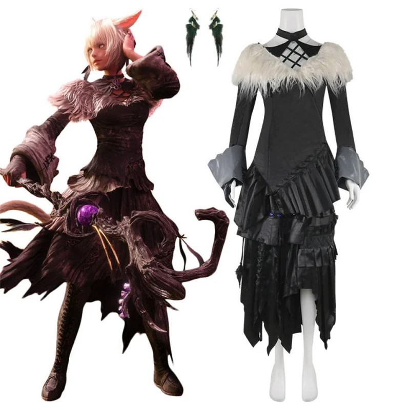 

Final Fantasy XIV Y'shtola Rhul Cosplay Costume FF14 Illusionist Sexy Black Outfits Halloween Carnaval Suit