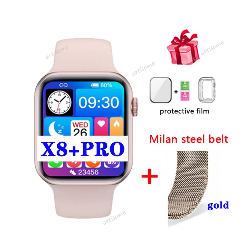 

Смарт-часы X8 + Pro, Беспроводная зарядка, 1,75 дюйма, фитнес-браслет, пульсометр, Смарт-часы PK X8 Max
