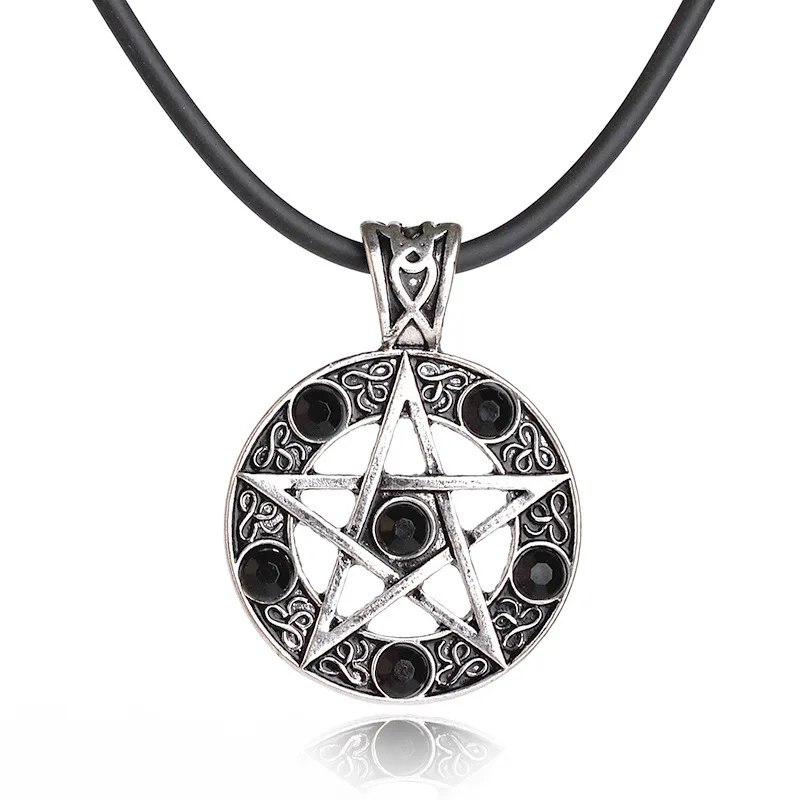 

Supernatural Black Red Crystal Necklace Womcjester Satan Pentagram Devil Star Pendant Necklace Punk Jewelry For Women Men Gift
