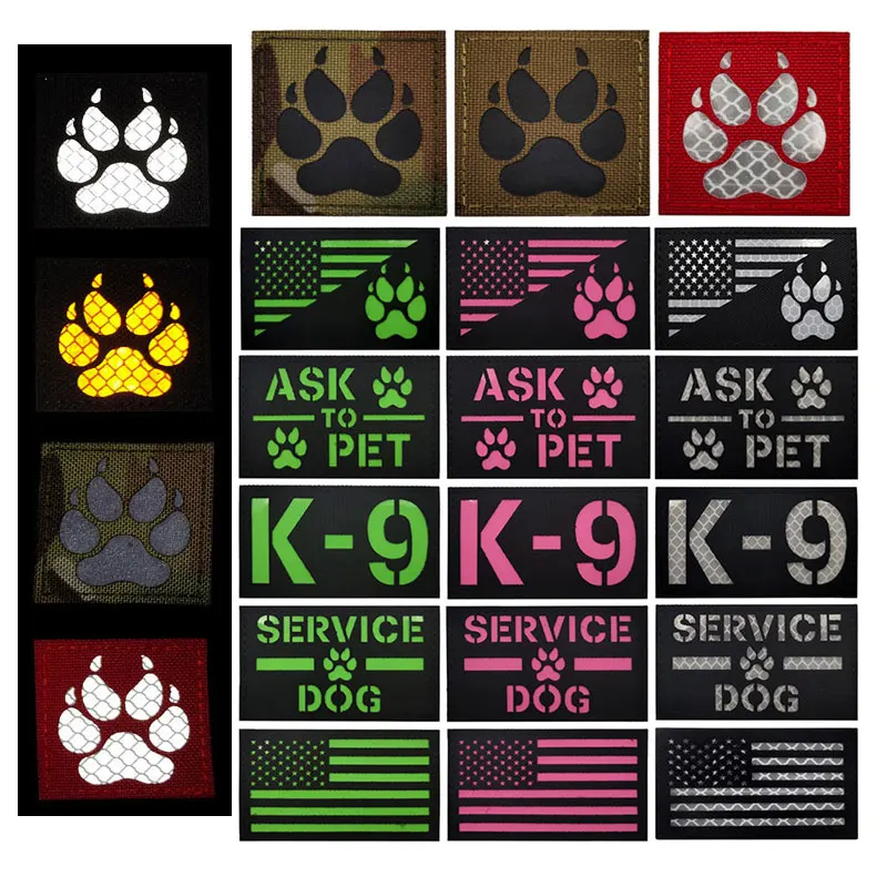 

Dog Paw Outdoor Bag with Chapter IR American Flag K9 Dog Paw K-9 Tactical Morale Armband Military Fan Tactical Clothing Patch