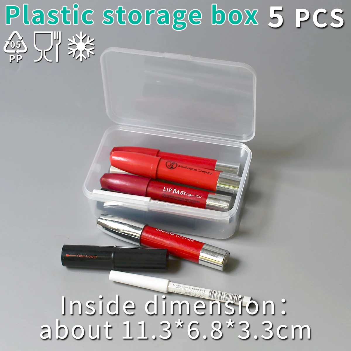 

Small Rectan Lipstick Storage Box Food Grade PP Transparent Mini Case Clear Plastic Desktop Little Spare Part Packaging Boxes