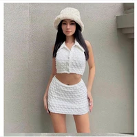 featured fabric lapel button vest spring new casual fashion skirt suit feminine fashionable tank top skirt suit