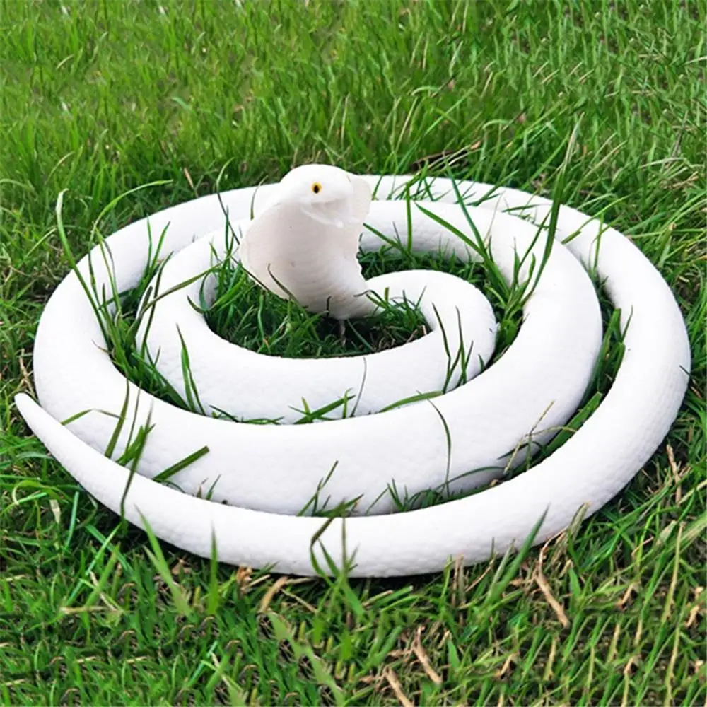 Fake Snake Vivid Simulated Snake Toy Realistic Snake Prank Prop Cosplay Props Tricky Playthings for Kids Children (White)