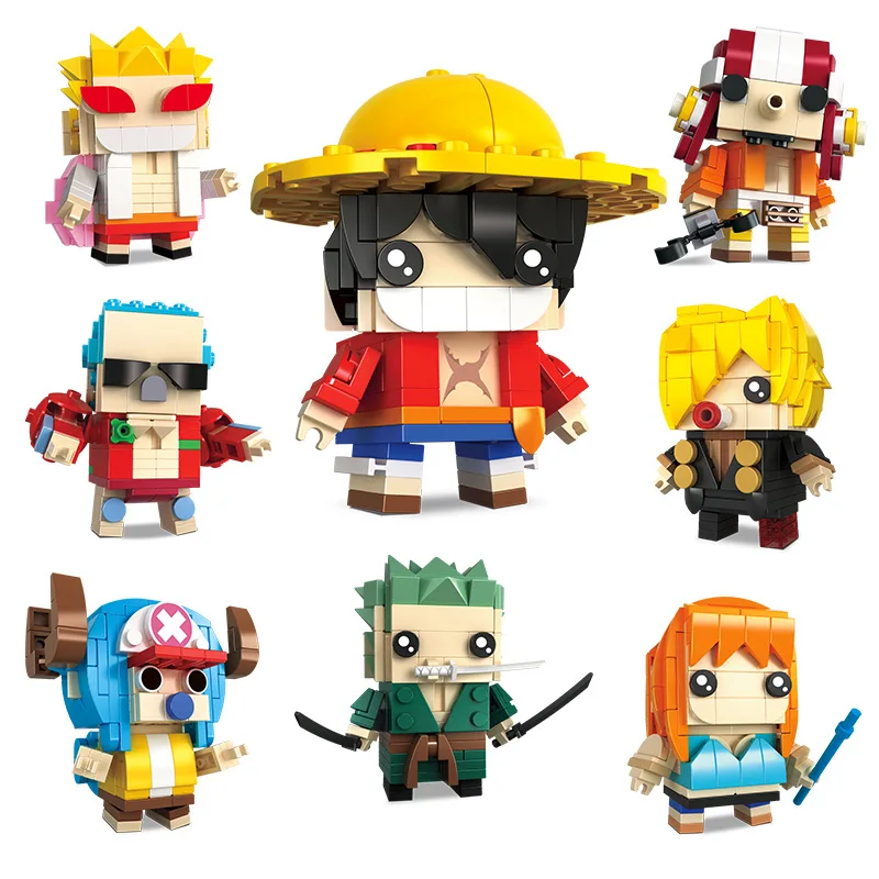 

24Style One Piece Naruto BrickHeadz Luffy Nami Chopper Sanji Sakura Sasuke Itachi Building Blocks Zoro Usopp Toys For Kids Gift