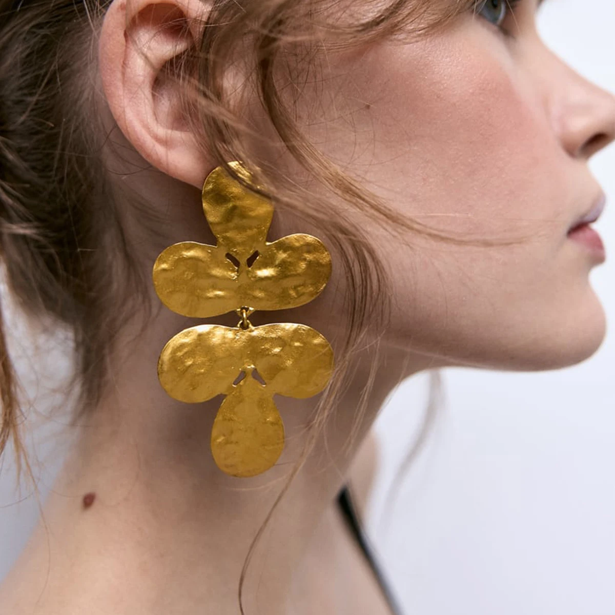 

ZA Vintage Golden Leaf Shaped Drop Earrings for Women 2023 Trend Jewelry Holiday Party Accessories