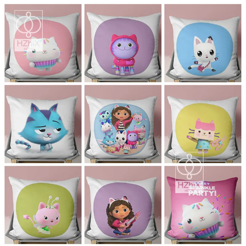 

Kids Pillowcase Gabbys Dollhouse Cartoon Cushion Back To School Season New Home Sofa Chair Decor Cover Car The Pillow Cases