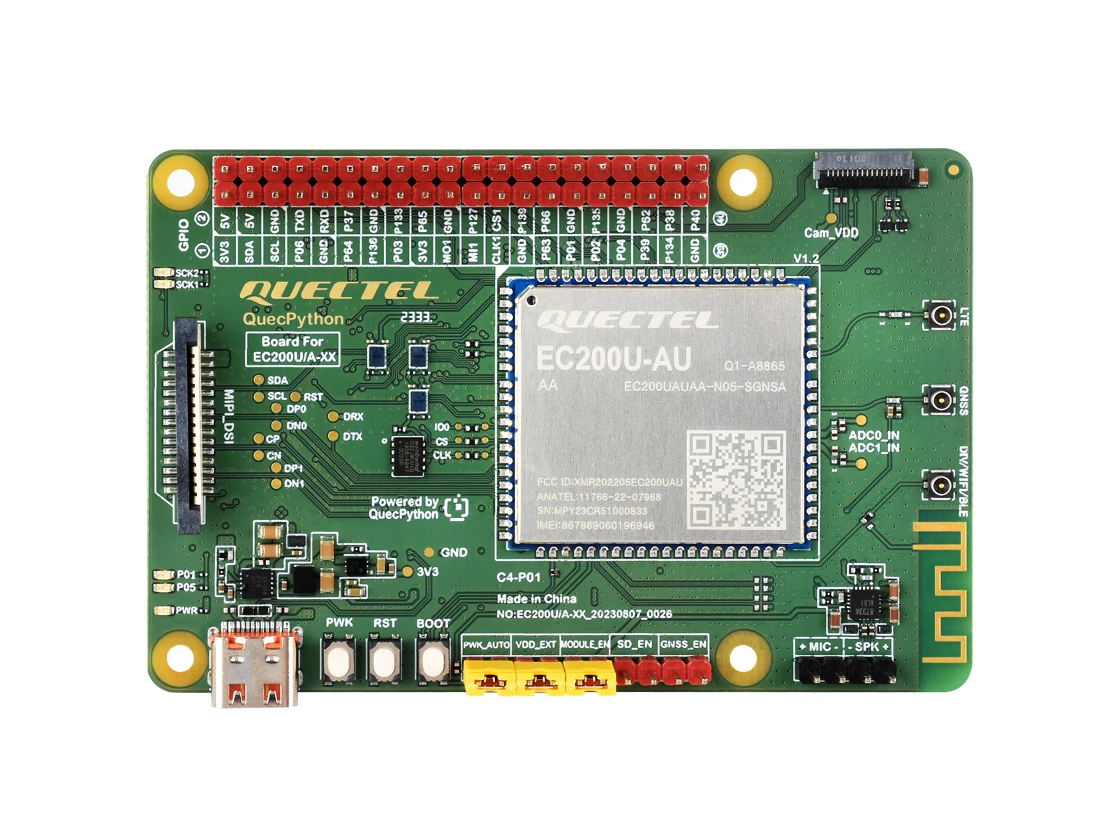 EC200U-AU C4-P01 макетная плата разработанная для QuecPython LTE Cat-1 / Bluetooth связи