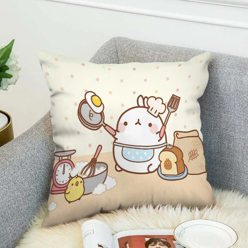 

Molang Duplex Printed Pillow Covers Decorative Cushions Cover for Sofa Throw Pillows Pillowcase Fall Decor Silk Pillowcases Body
