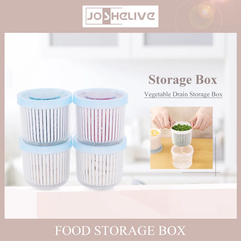 

2/4/6PCS Kitchen Refrigerator Organizer Round Storage Drain Sealed Box For Ginger Garlic Onion Refrigerator Food Crisper Debris