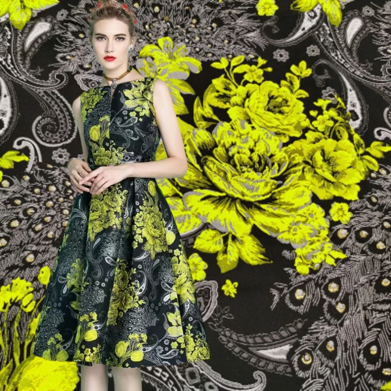 

Jacquard Brocade Embossed Fabric European Brand Fashion Design Autumn Awinter for Dress Diy Sewing by the Meter Cloth Material