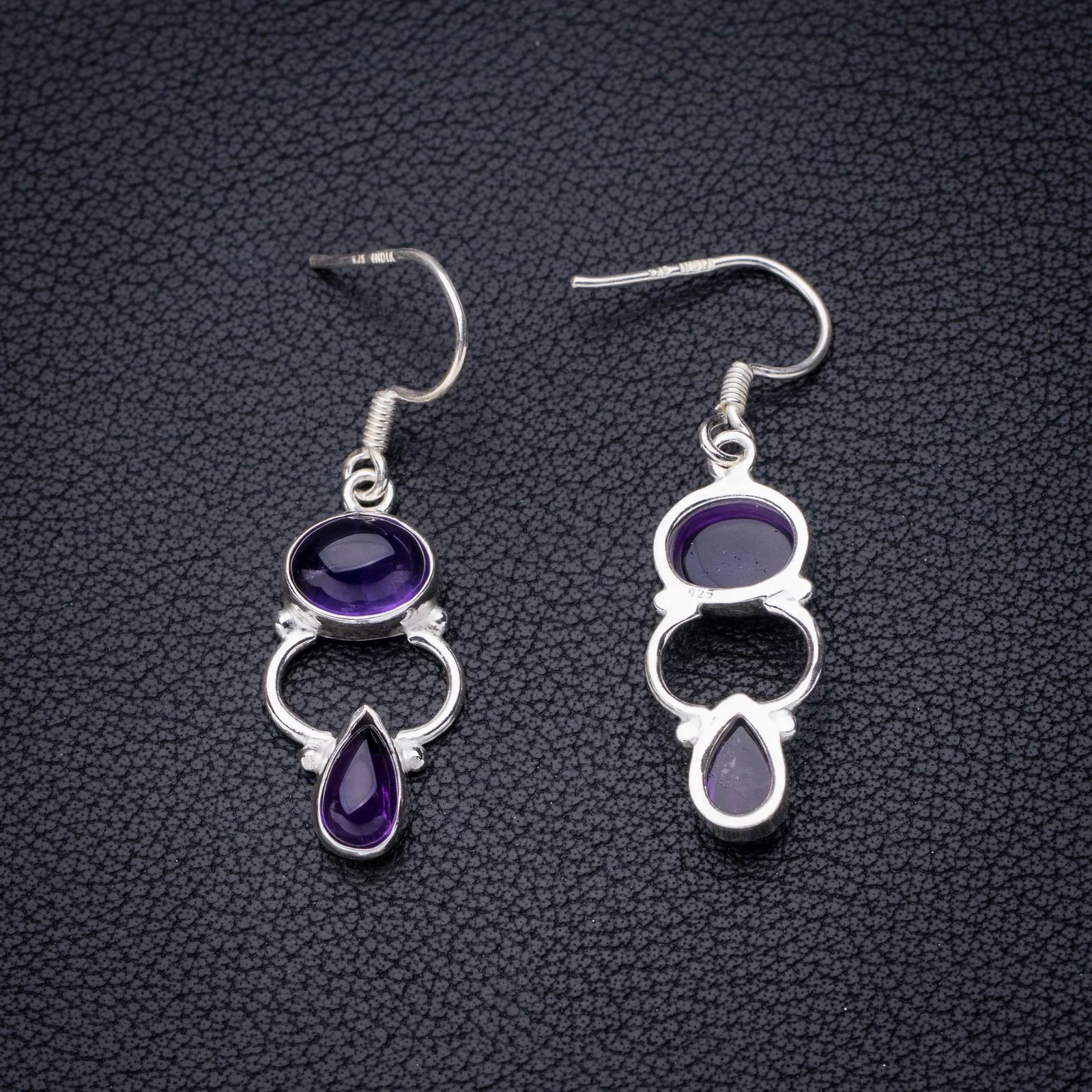 

StarGems Natural Amethyst Handmade 925 Sterling Silver Earrings 1.5" E6993