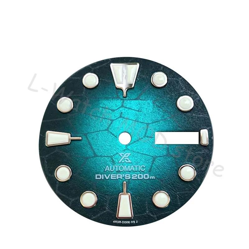 OEM dial yellow watch NH35 case watch  NH35/7S26/4R35/6R15 movement 28.5mm Green lume SKX007/009