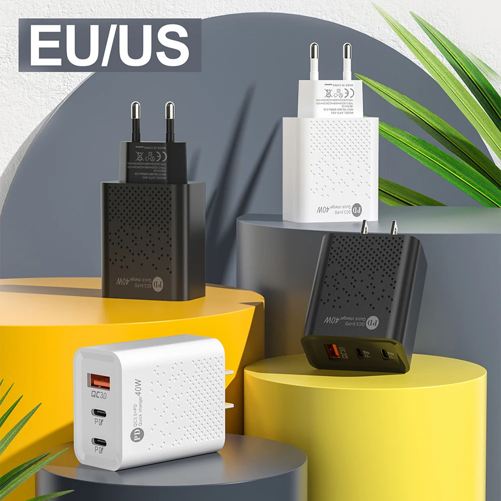 Quick Charge 3.0 60W USB Type C Charger 3 Port PD Phone Charger Adapter For IPhone Samsung Xiaomi Huawei EU/US Plug Wall Charger images - 6
