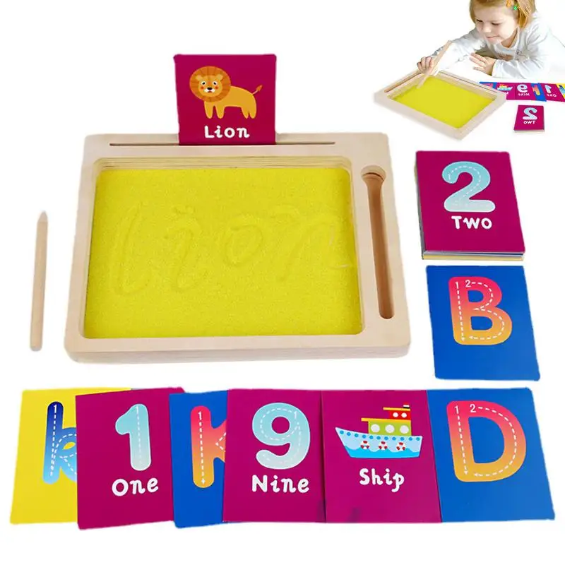 

Sand Tracing Tray For Kids Letter Formation Sand Tray With Flashcard Holder And Flashcards Play Sand And Wooden Stylus Kids