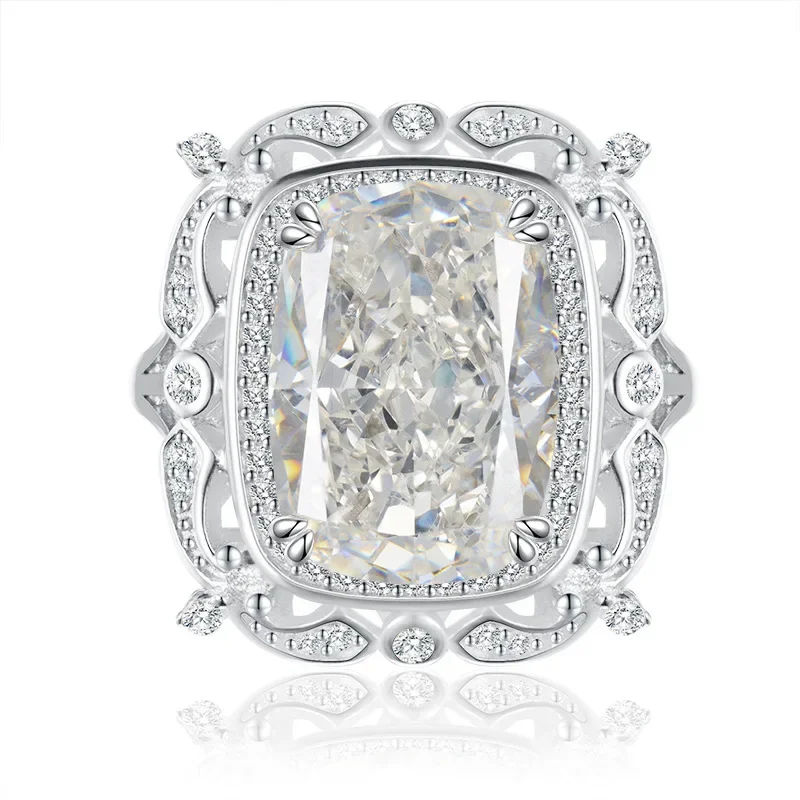 

2023 Новинка 925 Серебро 10*14 мм имитация G цвет импортное высокоуглеродистое кольцо с бриллиантами в европейском и американском стиле