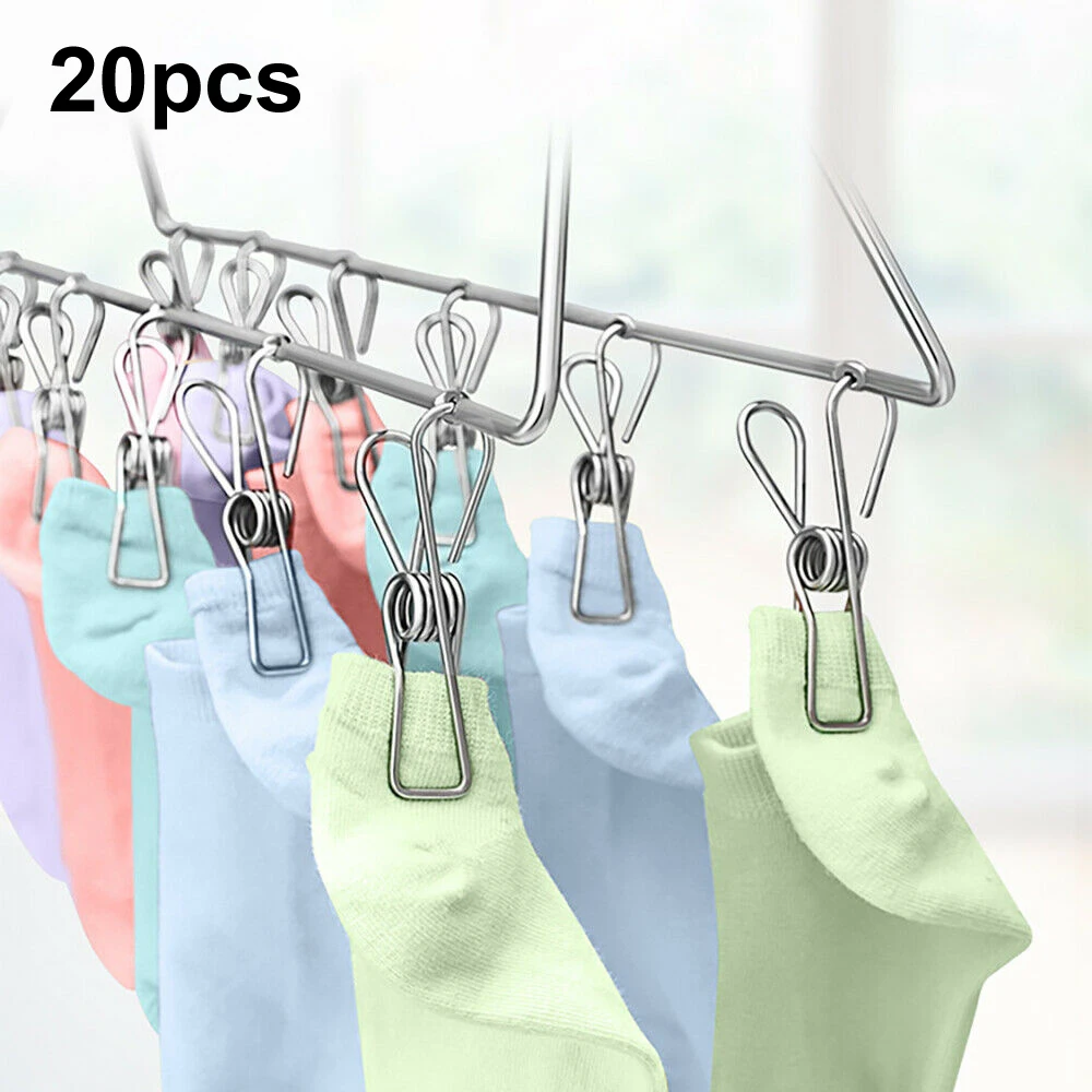 

20pcs Stainless Steel Household Hanging Pins ClipsClothes Pegs Hanging Clothes Pins Clothespins Bed Sheet Clamps
