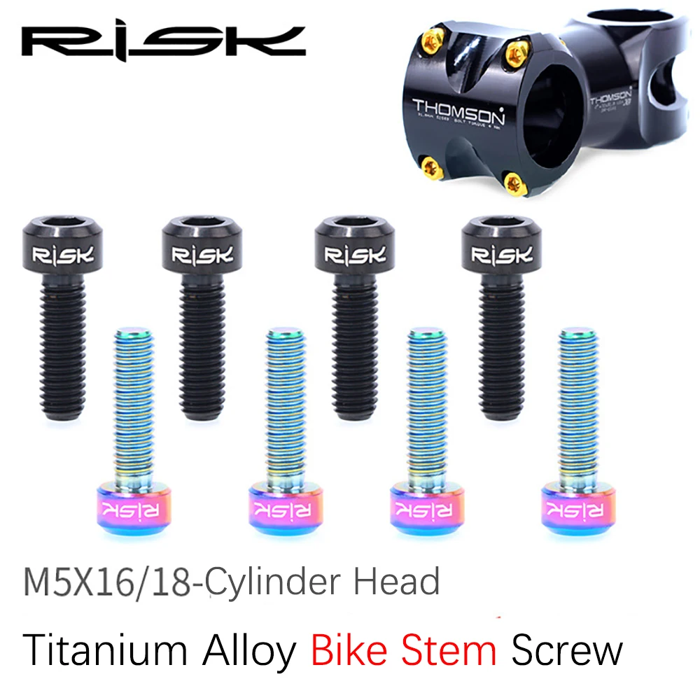 

RISK bike stem bolts Titanium Alloy Bike Stem Screw M5×16 18mm 6pcs for Mountain Bike road bike