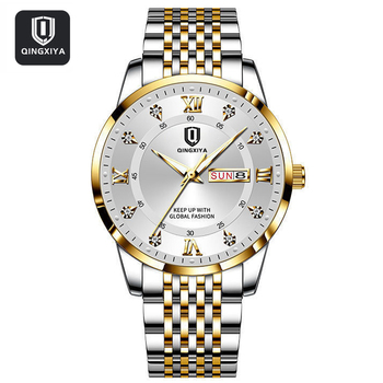 QINGXIYA Men's Business Casual Stainless Steel Men Quartz WristWatches Male Clock Waterproof Watch Man Fashion Relogio Masculino-36600