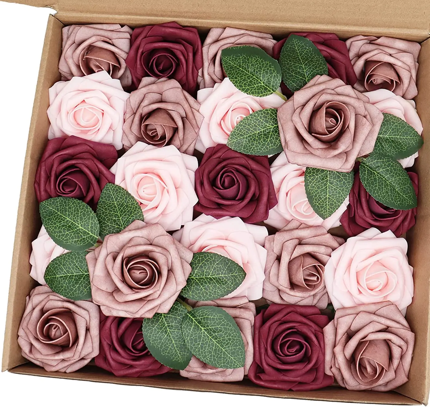 

Mefier Home Artificial Flowers 25/50PCS Real Looking Mixed Colors Dusty Rose Fake Roses with Stem for Wedding Party Decorations
