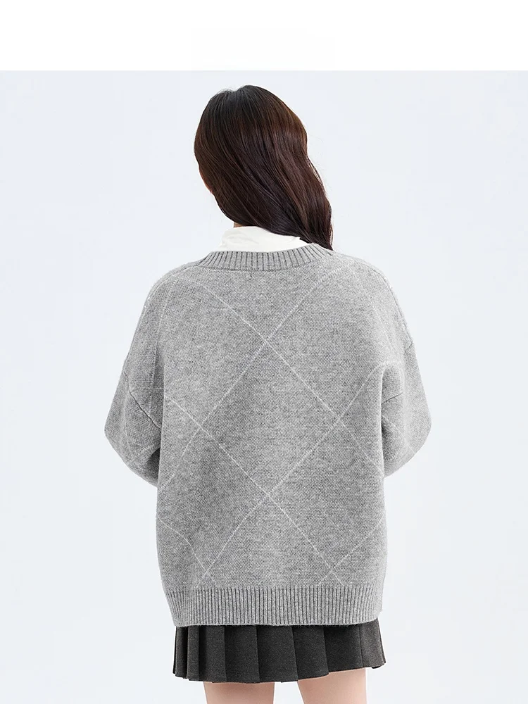 Свитер Sanfu кардиган новинка 2024 осенне-зимняя верхняя одежда в клетку с