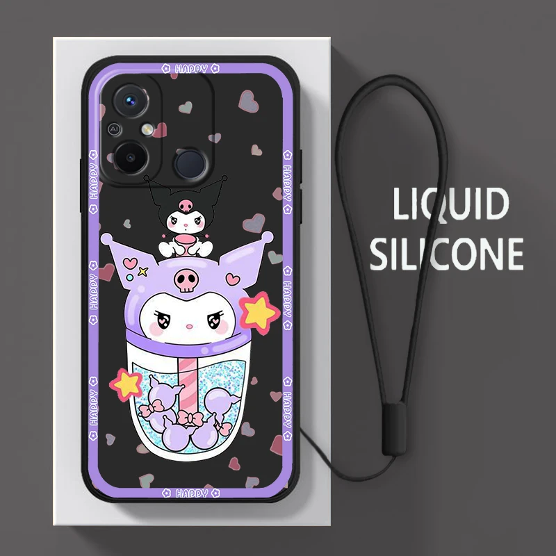 

Kuromi Melody Pink For Xiaomi Redmi 12C 11 Prime A1 10 10X 9 9A 9T 9AT 8 8A 7 6 Pro 4G 5G Liquid Rope Soft Phone Case Coque Capa