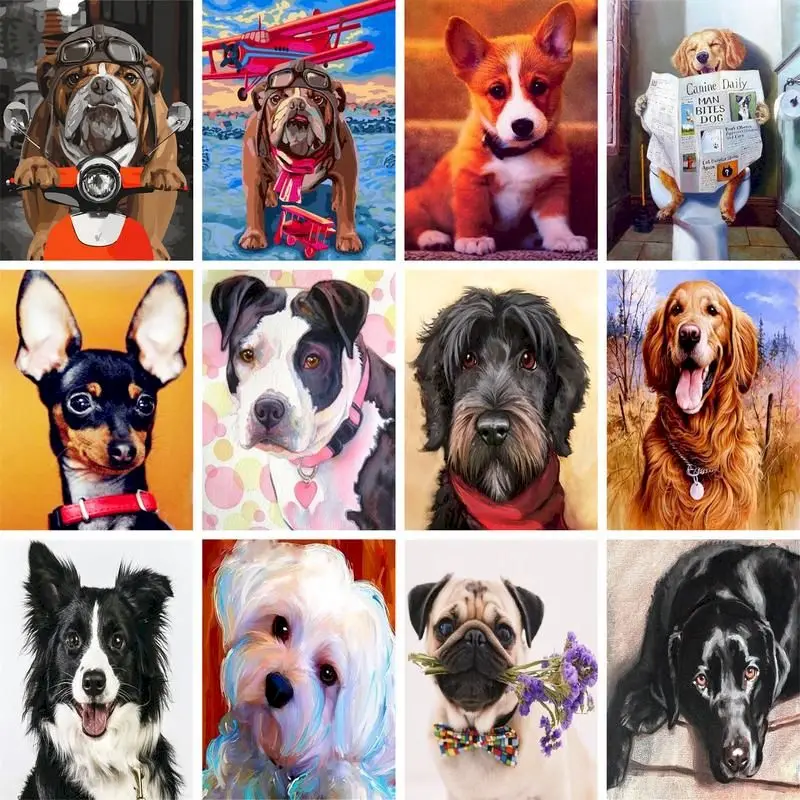 

Painting By Numbers Animal Paintings on The Wall Pictures for The Home Dog Paint By Number Paint By Numbers on Canvas