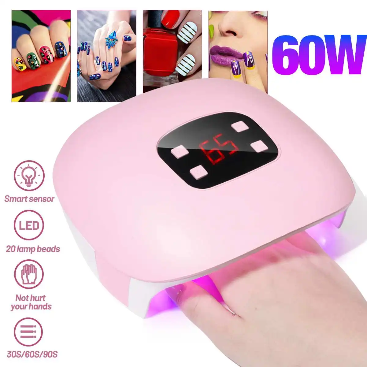 

LED Nail Dryer Dual Light Lamp Beads 4 Timing Set USB UV Nail Lamp 20LED Auto Infrared Sensor Nail Dryer Curing Drying Machine
