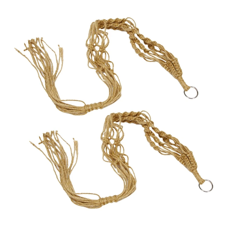 

2 Pcs Macrame Plant Hanger Indoor Outdoor Hanging Planter Basket Jute Rope 4 Legs 41 Inch