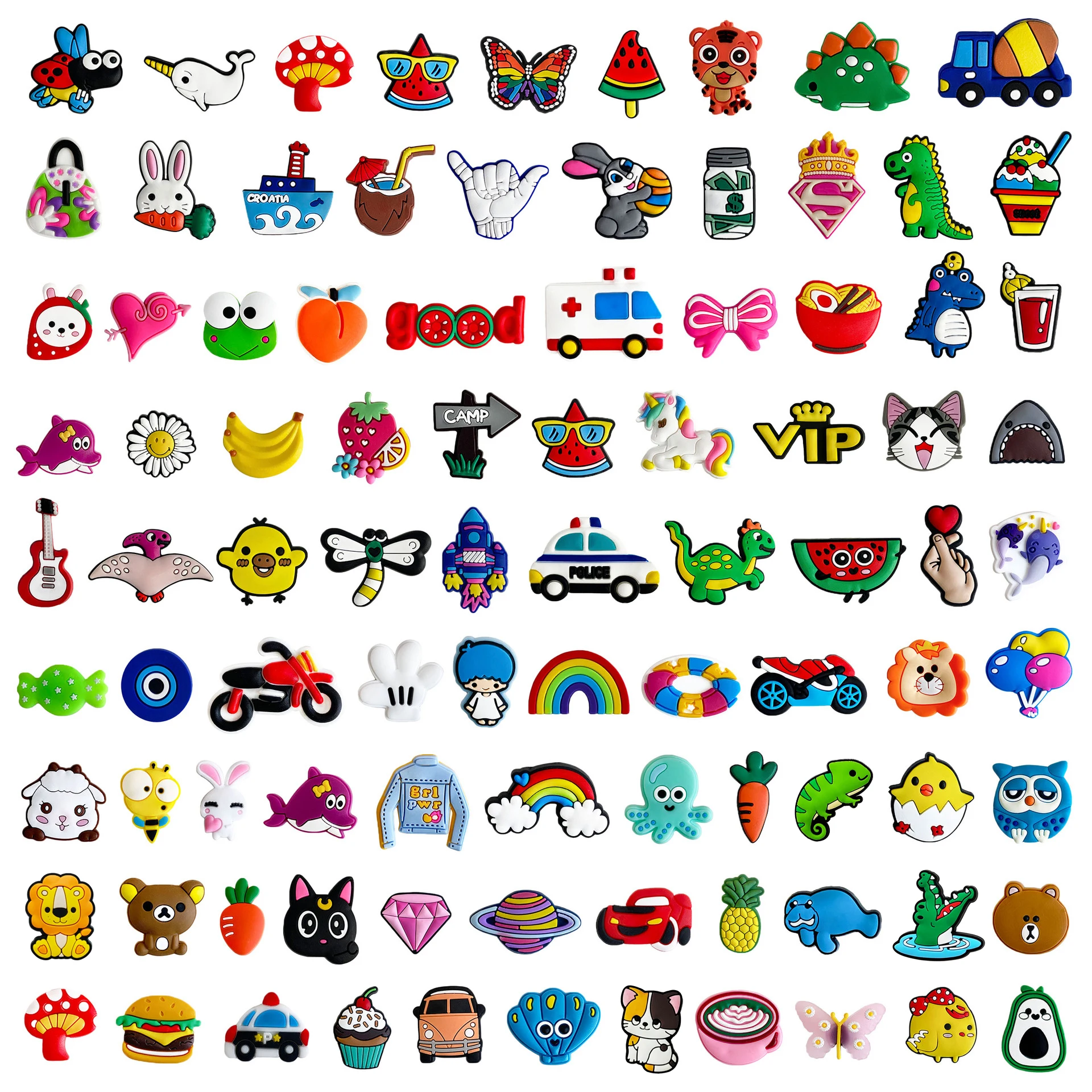 

Wholesale 1-900Pcs Random Mixed Shoe Charms for Croc Decoration Buckle Boys Girls Men Women Party Birthday Gifts