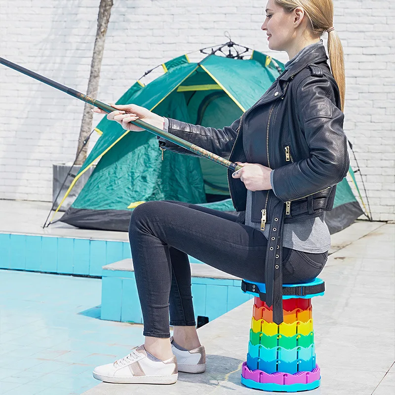 Портативный Табурет Rainbow уличный легкий пластиковый складной стул