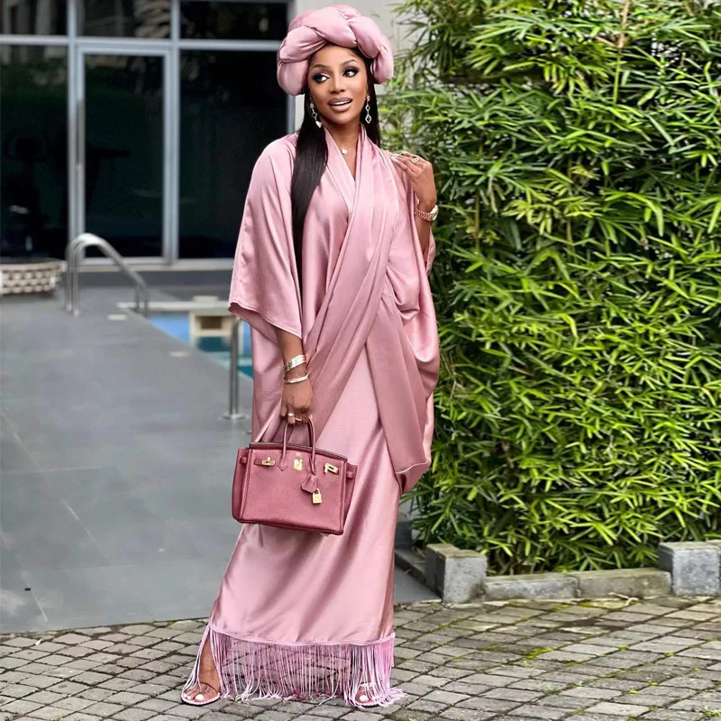 

Plus Size African Party Dresses for Women Dashiki Ankara 2PCS Outfits Gowns Africa Clothes Dubai Kaftan Muslim Satin Maxi Dress