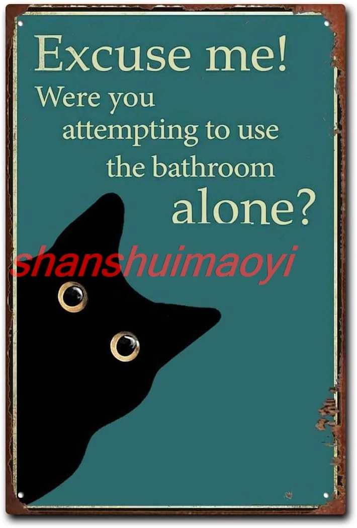 Винтажная жестяная табличка &quotЧерный кот&quot