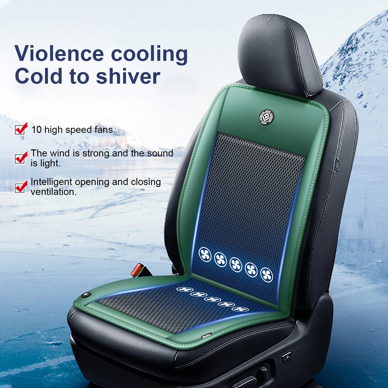 

12V/24V Car Summer Cool Air Seat Cushion With 10Fan VanFast Blowing Ventilation Seat Cooling Pat Ventilation Cushion Seat