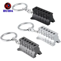 jdm car keyring metal engine cylinder block keychain six cylinder engine body zinc alloy for honda bmw audi nissna