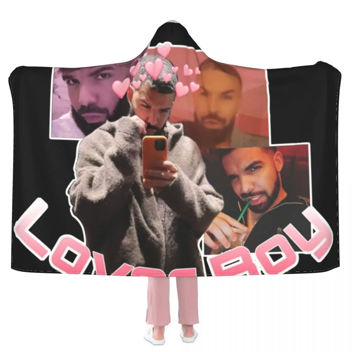 

КЛБ Дрейк Ретро забавное художественное одеяло певец рэп знаменитый влюбленный мальчик пушистое Флисовое одеяло с капюшоном супер мягкое ...