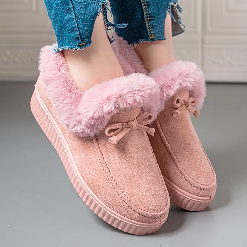 Women's Loafers Shoes for Winter Boots Short Plush Causal Non Slip Women Boots Warm Comfort Flat Women Fashion Snow Boots