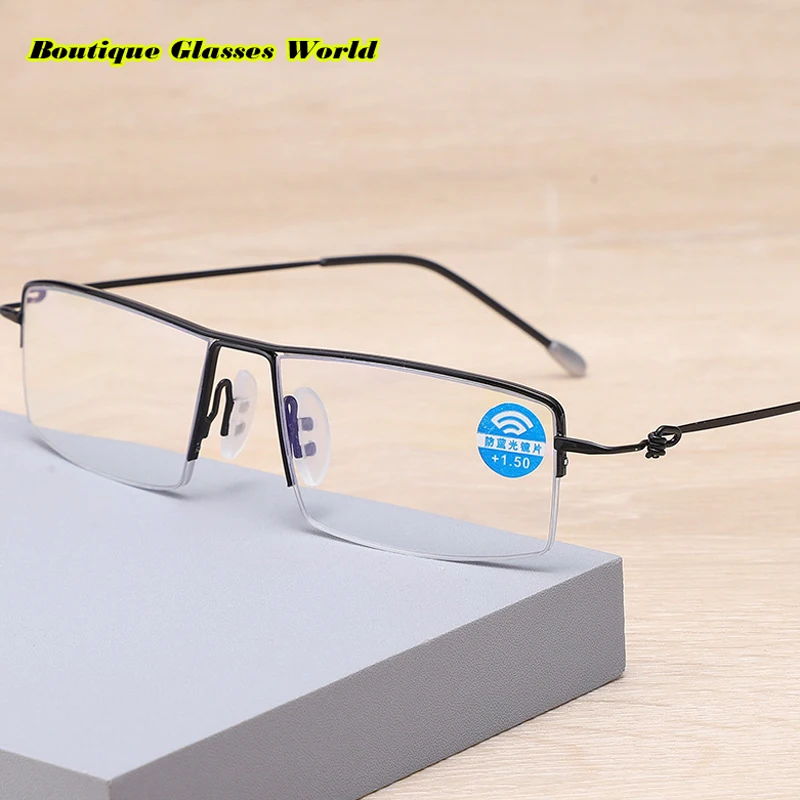 

Ultra Light Tr90 Rimless Square Reading Glasses Men Progressive Multifocal Anti Blue Light Ladies Presbyopic Eyeglasses 2022