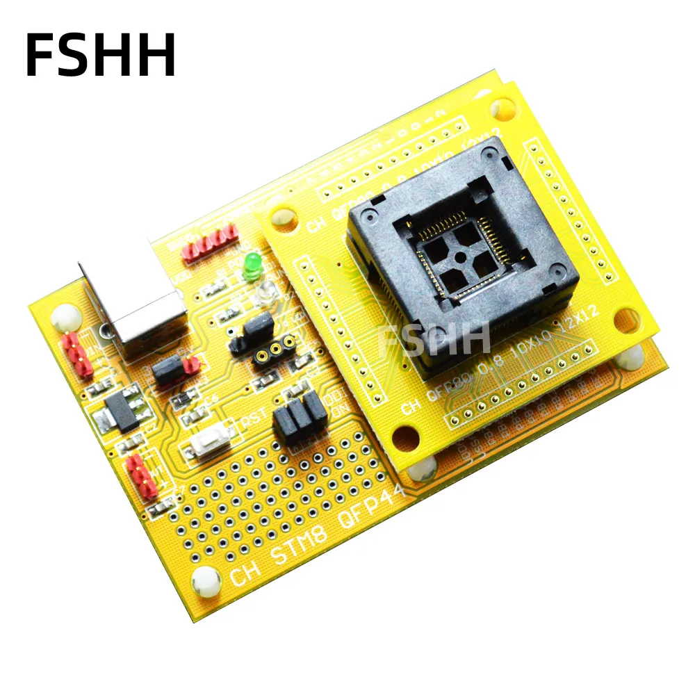 Программатор с открытым верхом QFP44 STM8, Базовая плата STM8A STM8S STM8L, тестовое гнездо для подседельного программатора, адаптер TQFP44 LQFP44, шаг 0,8 мм