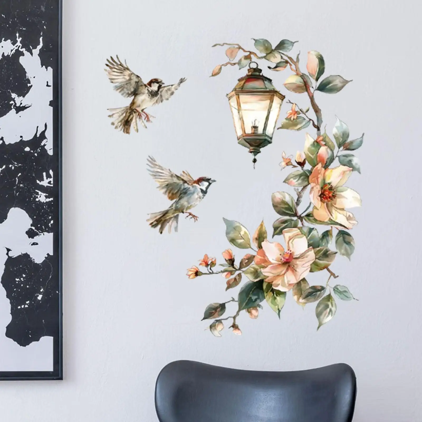 Наклейка на стену с цветами и птицами обои из ПВХ для угловой игровой комнаты