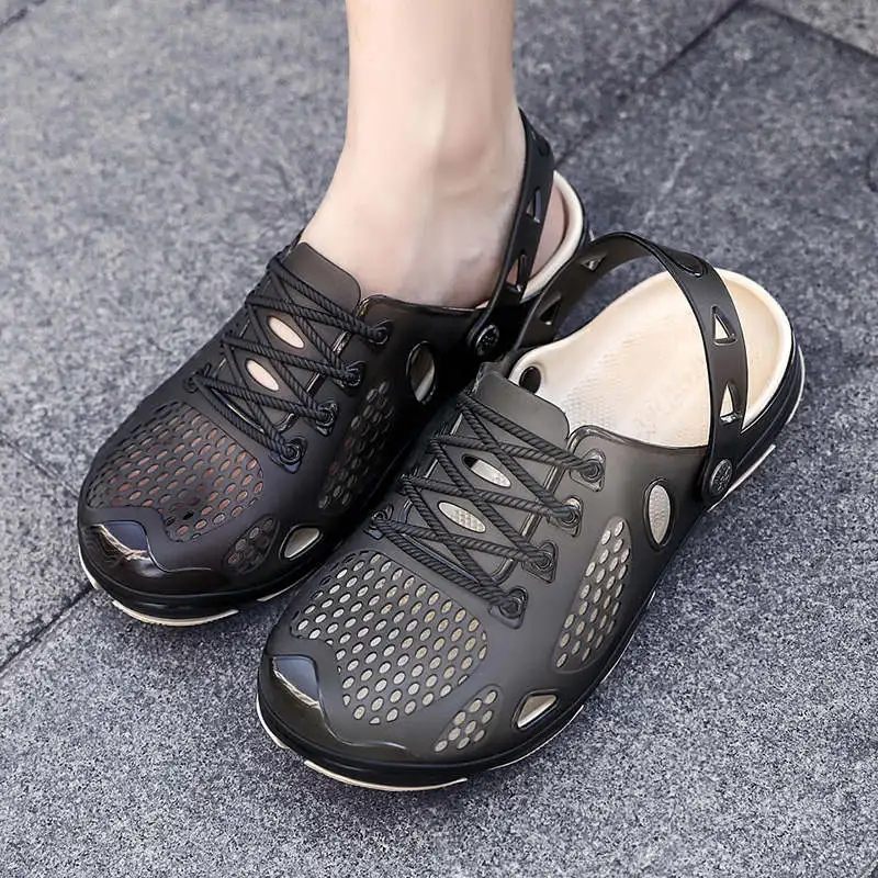 

Sandal Man Ventilation Men's Beach Flip Flops Loafers Ladies Shoe Man Summer 2022 Large Platform Rubber Clogs Bubble Tennis For