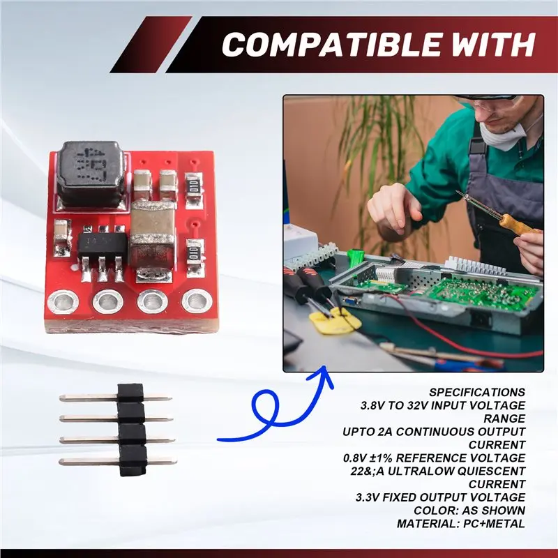 Фото LLCS-COM-18357 AP63203 Плата-адаптер регулятора Babybuck - модуль питания 3,3 В для встраиваемых систем №2